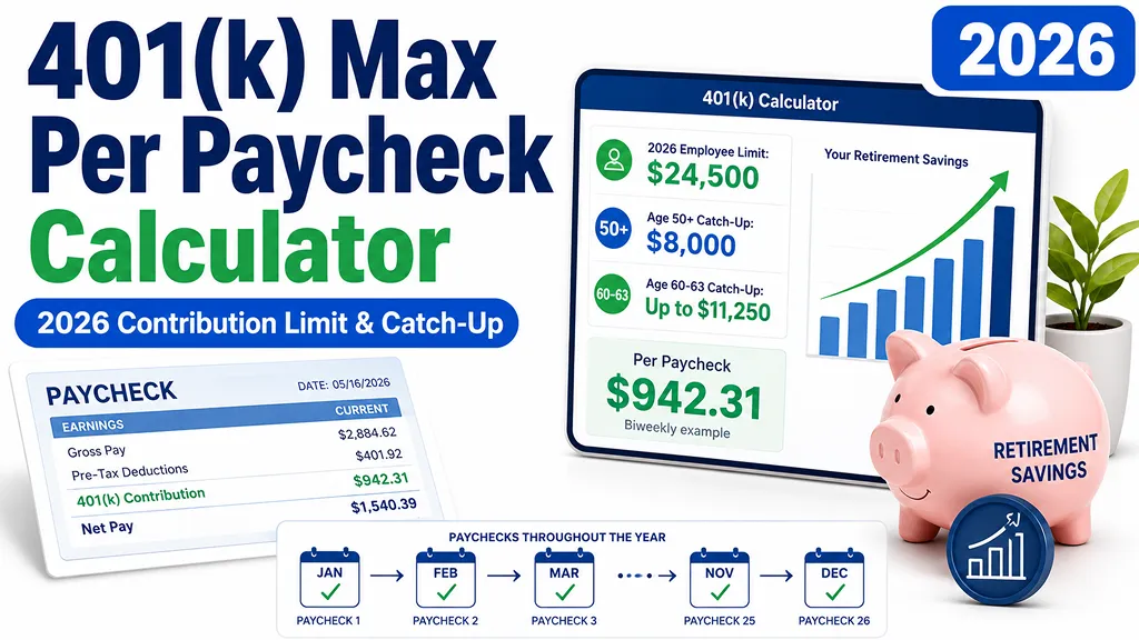 401(k) Max Per Paycheck Calculator