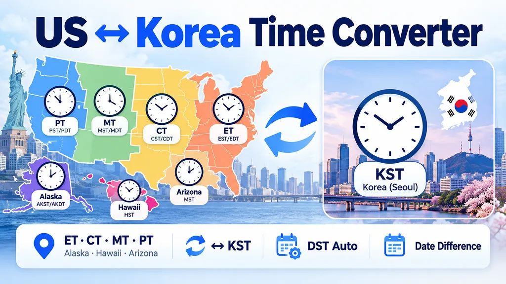 US ↔ Korea Time Converter