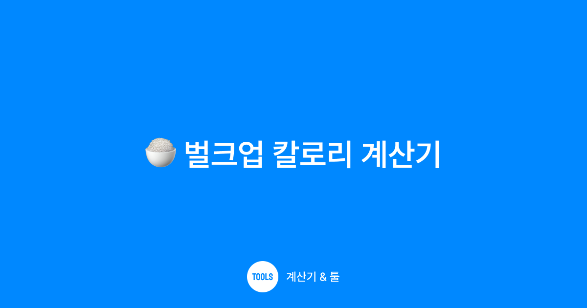 벌크업 칼로리 계산기